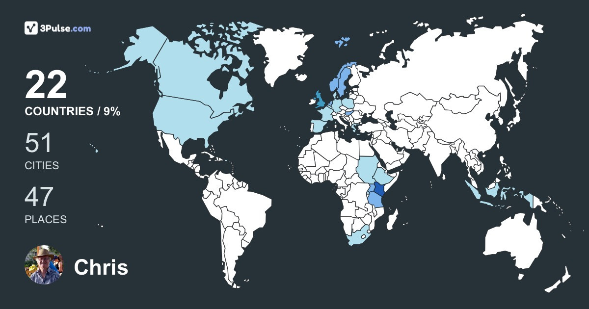 Chris Whiteman's Travel Map Image
