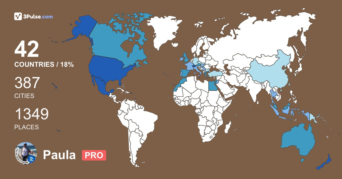 Paula Burnett's Travel Map Image