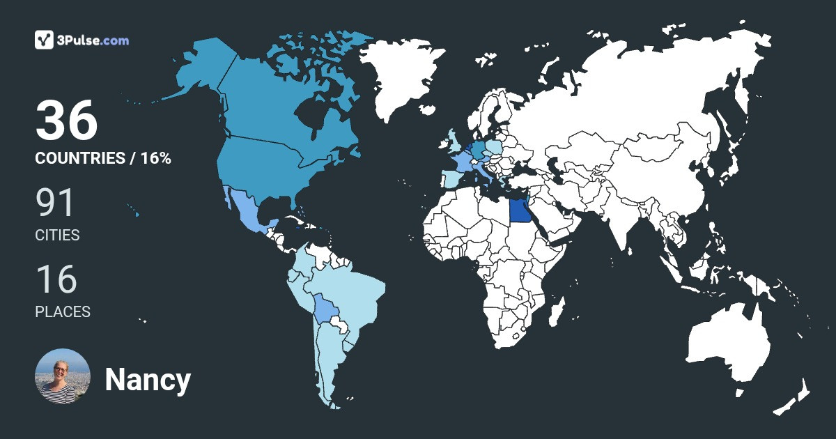 Nancy Harvey's Travel Map Image
