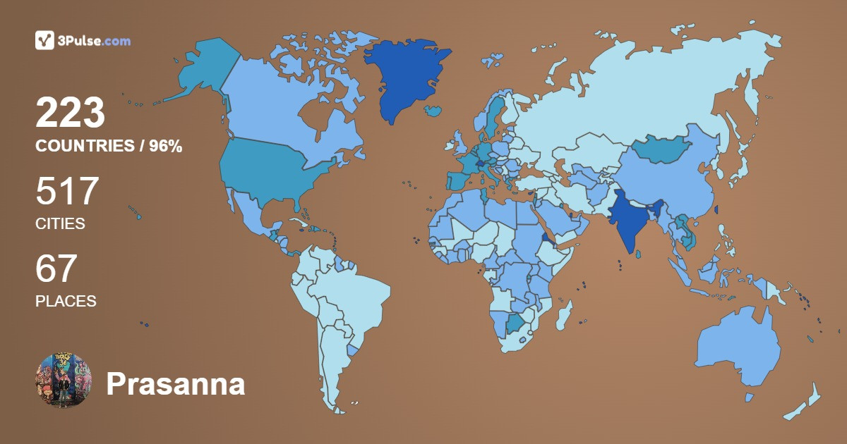 Prasanna Vee's Travel Map Image