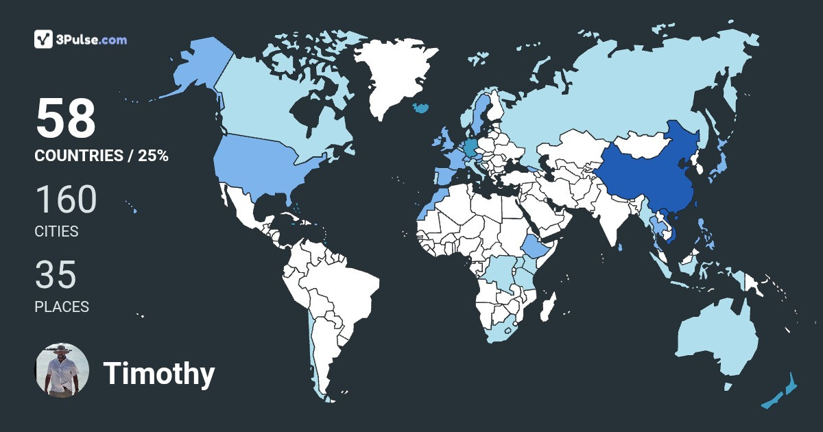 Timothy Thistle's Travel Map Image