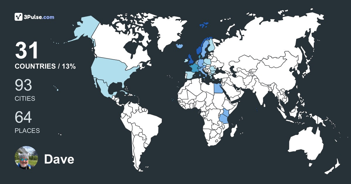 Dave Carter's Travel Map Image