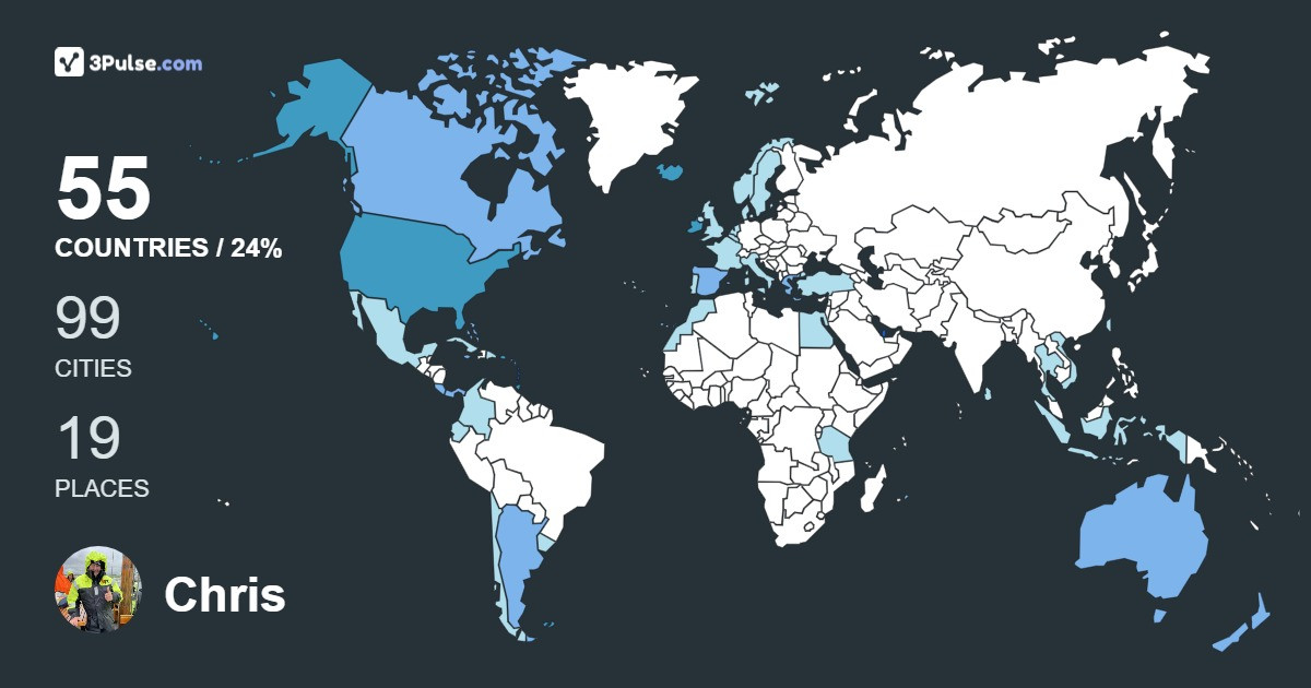Chris Gilbreath's Travel Map Image