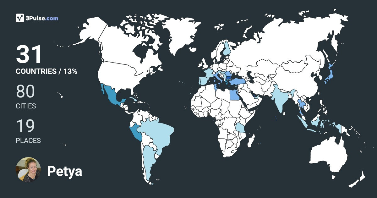 Petya Xadjigeorgieva-Kanazirska's Travel Map Image