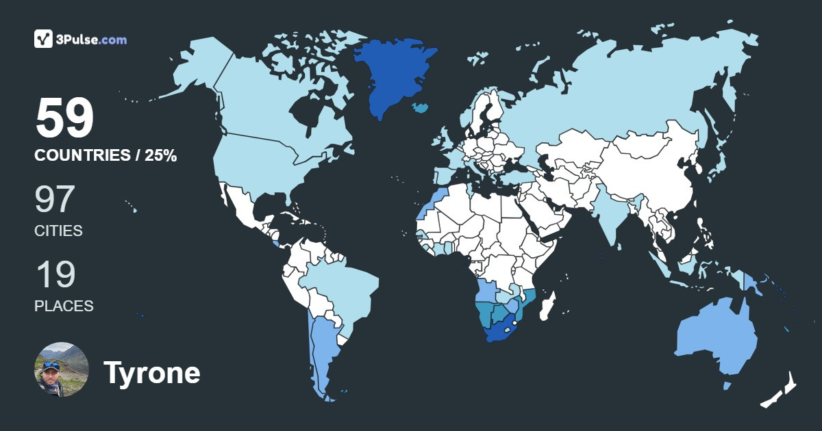 Tyrone Mckendry's Travel Map Image