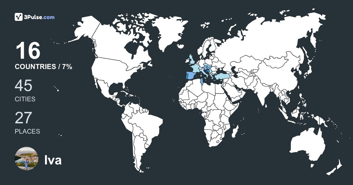 Iva Čavlek Sever's Travel Map Image