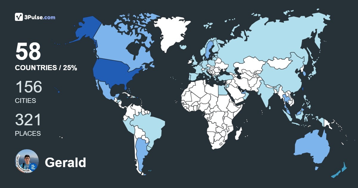 Gerald Huang's Travel Map Image