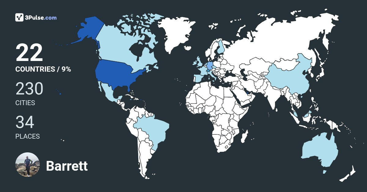 Barrett Hopper's Travel Map Image