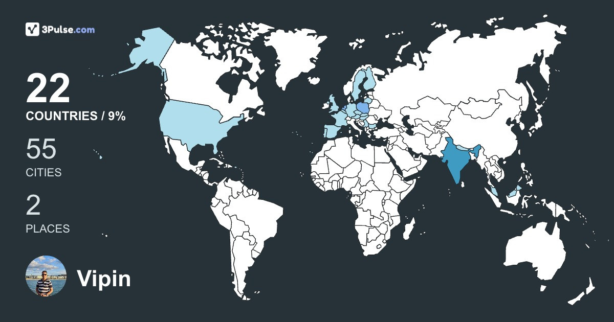 Vipin Jain's Travel Map Image