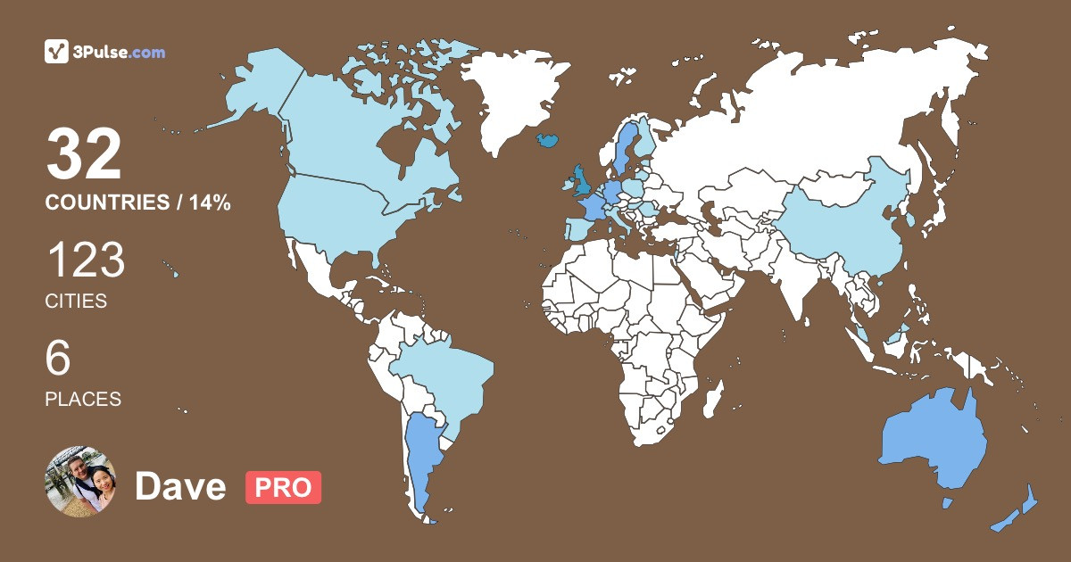 Dave Parry's Travel Map Image