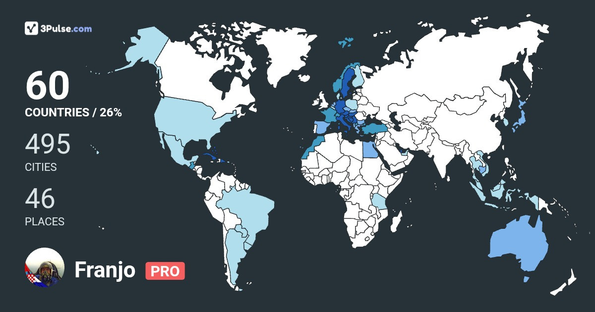 Franjo Kuzmić-Franco's Travel Map Image