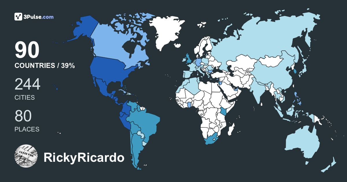 RickyRicardo Waldrop's Travel Map Image