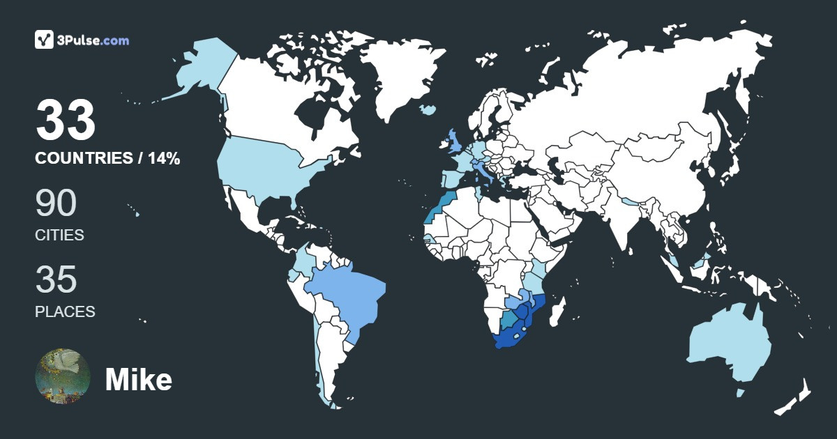 Mike Davies's Travel Map Image