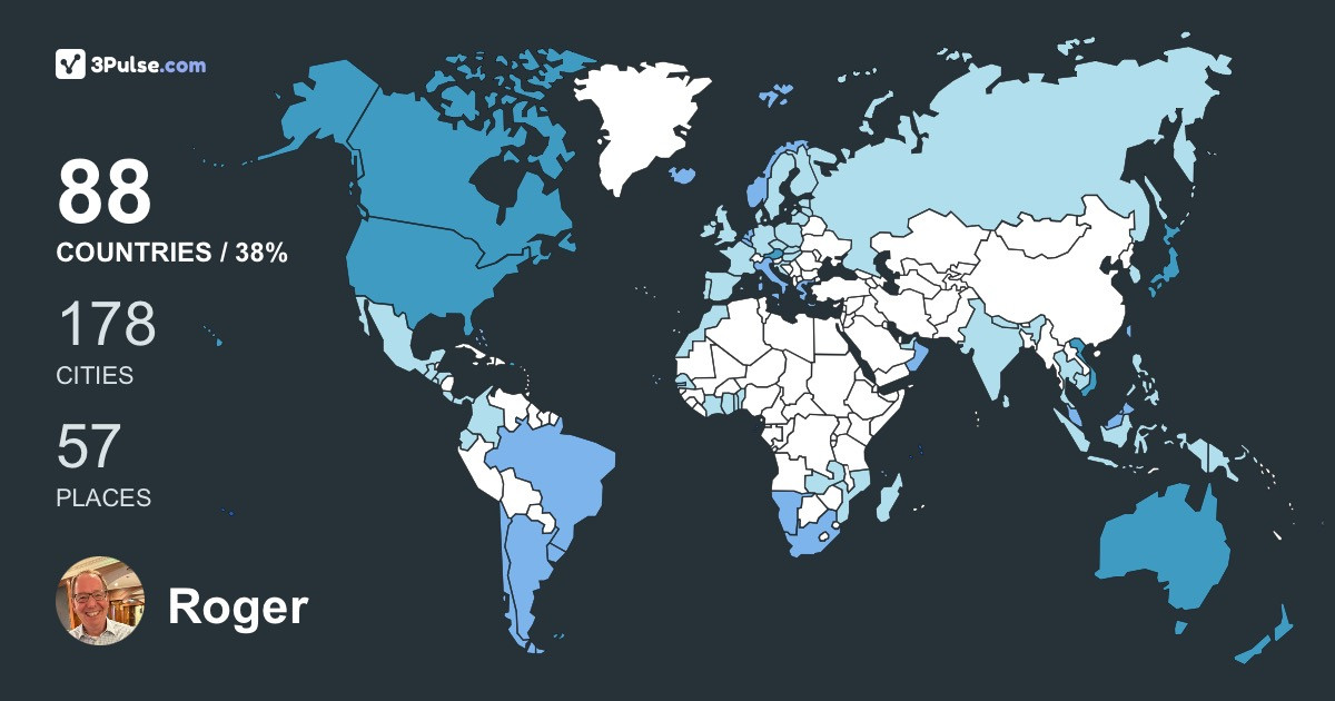 Roger Welborn's Travel Map Image