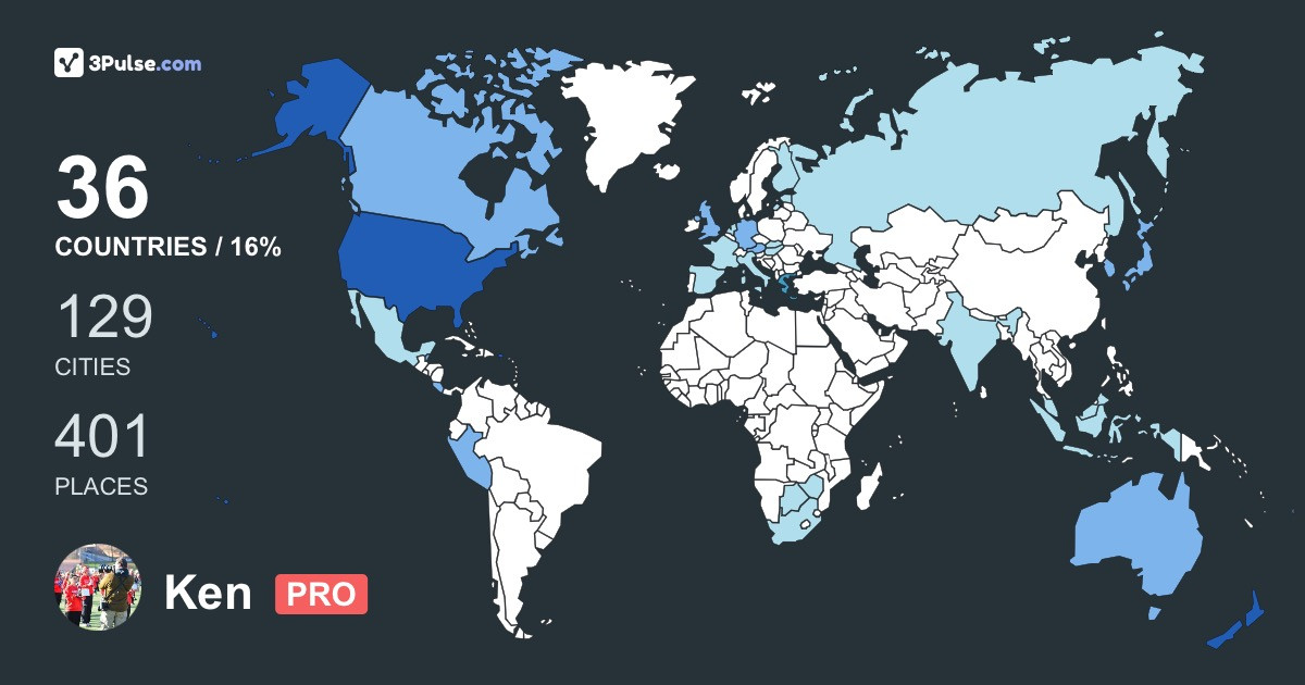Ken Rubin's Travel Map Image