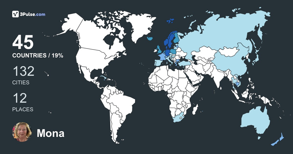Mona Herudshagen's Travel Map Image