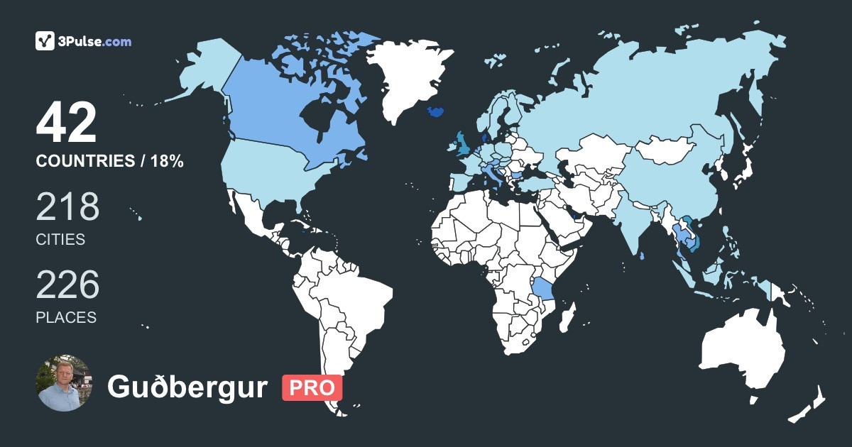 Guðbergur Ástráðsson's Travel Map Image