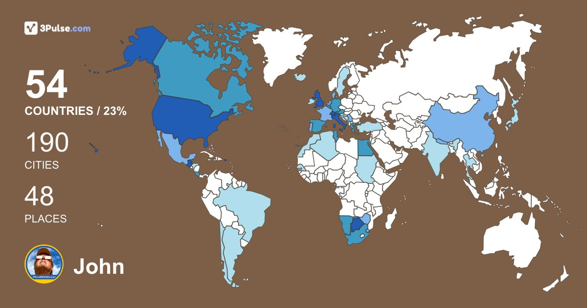 John Aitken's Travel Map Image