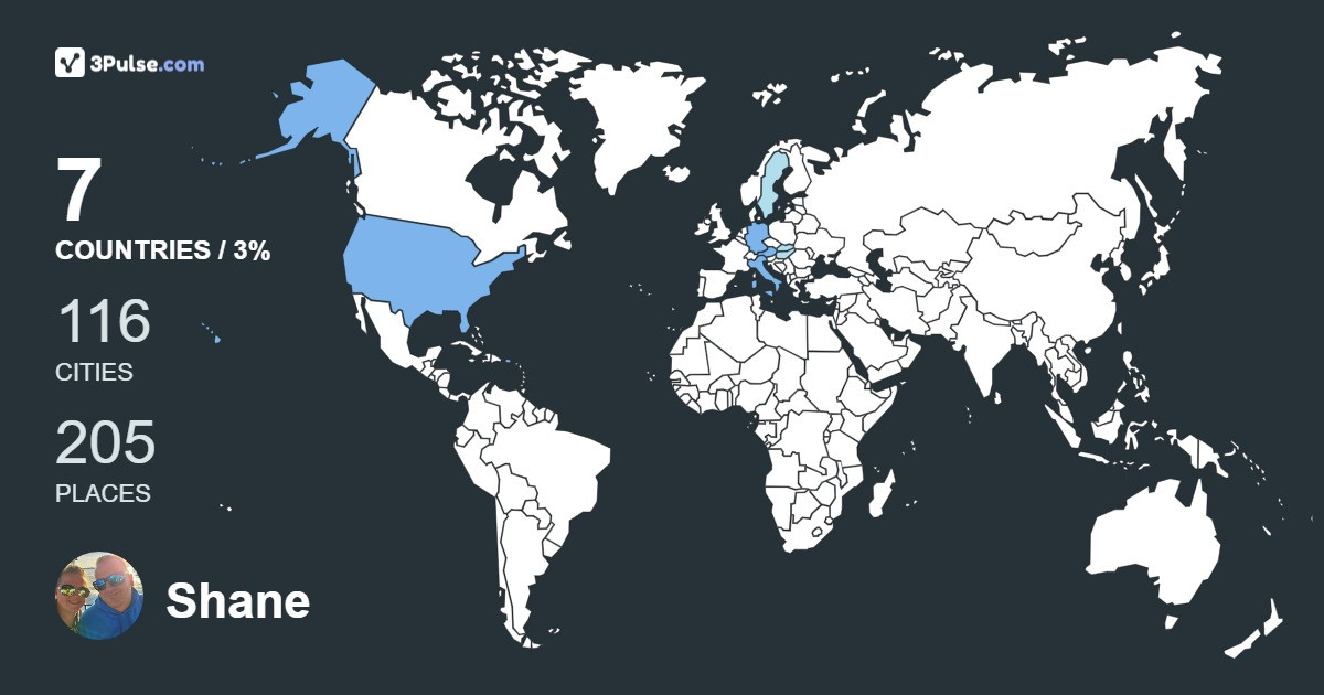 Shane Murray's Travel Map Image