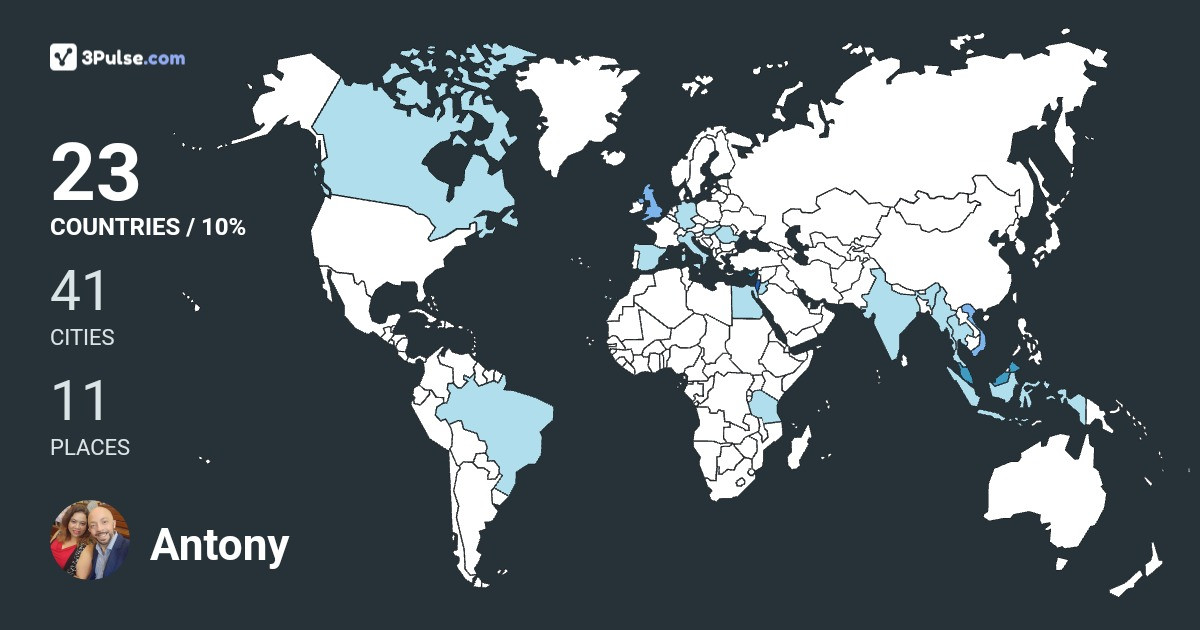 Antony Brown's Travel Map Image
