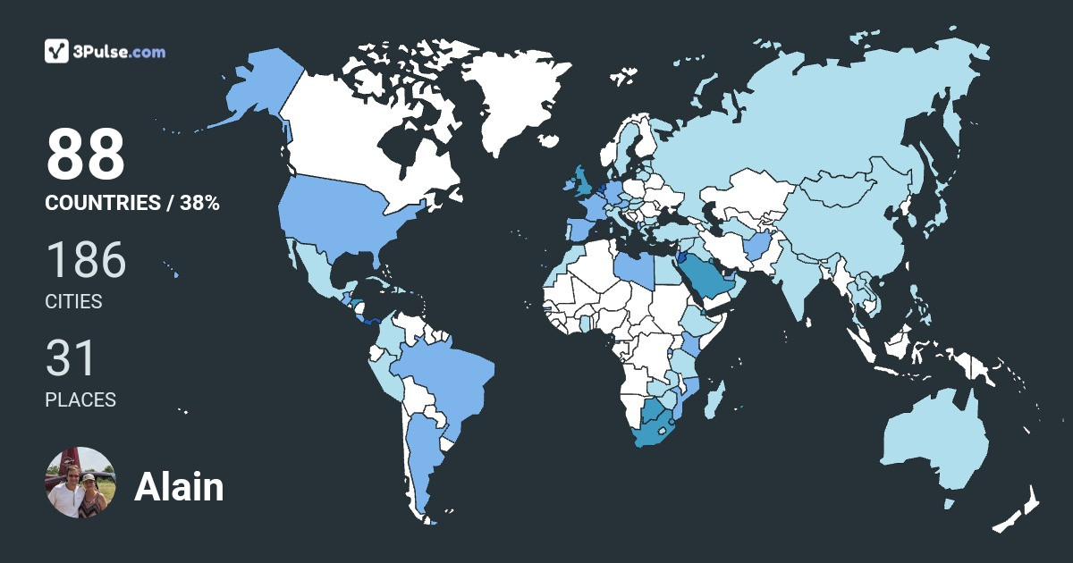 Alain DeWitt's Travel Map Image
