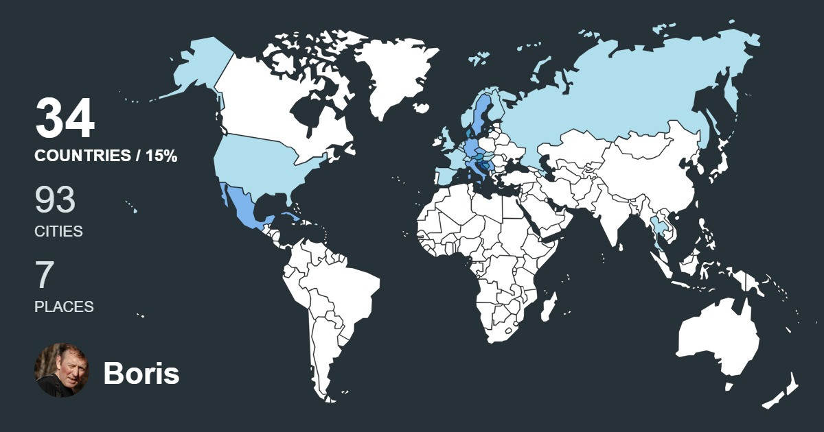 Boris Korbar's Travel Map Image