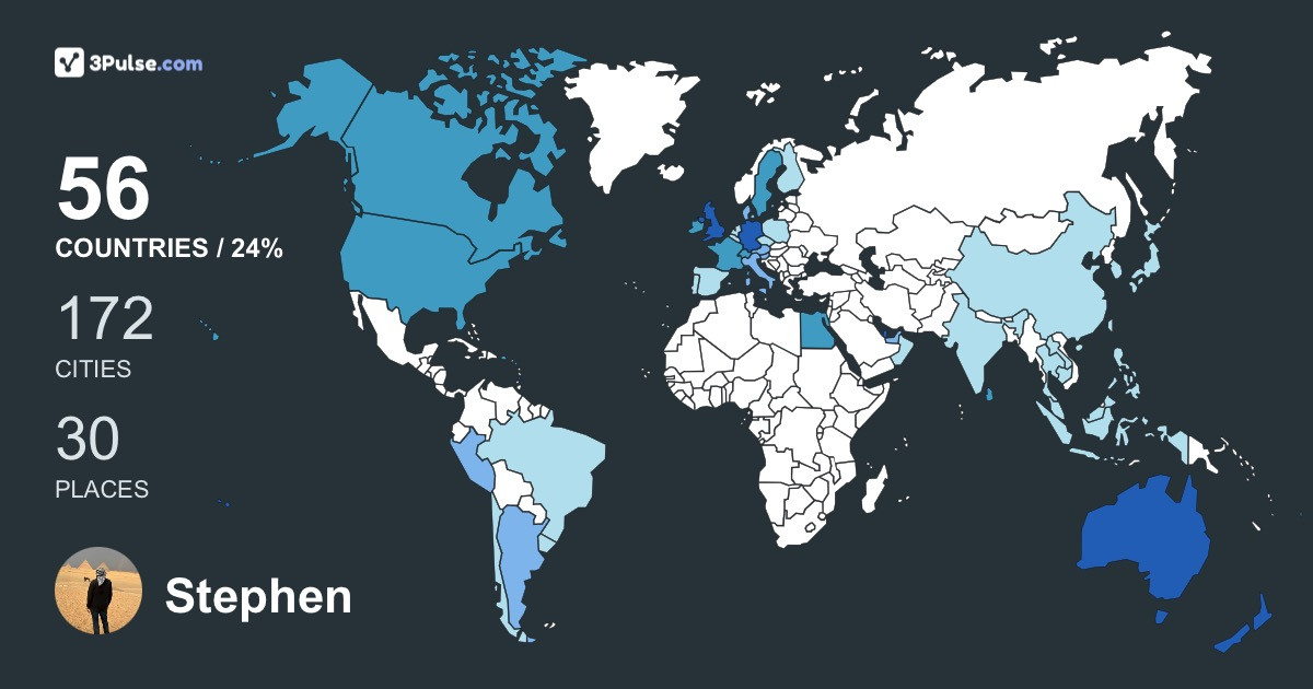 Stephen Hogben's Travel Map Image