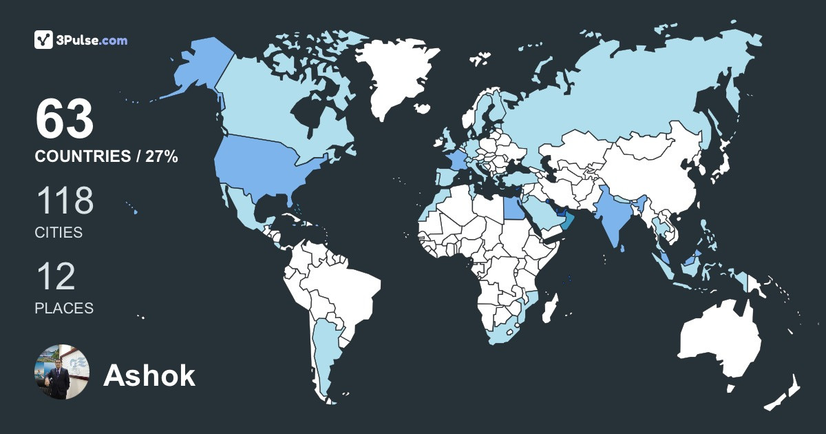 Ashok Kumar's Travel Map Image