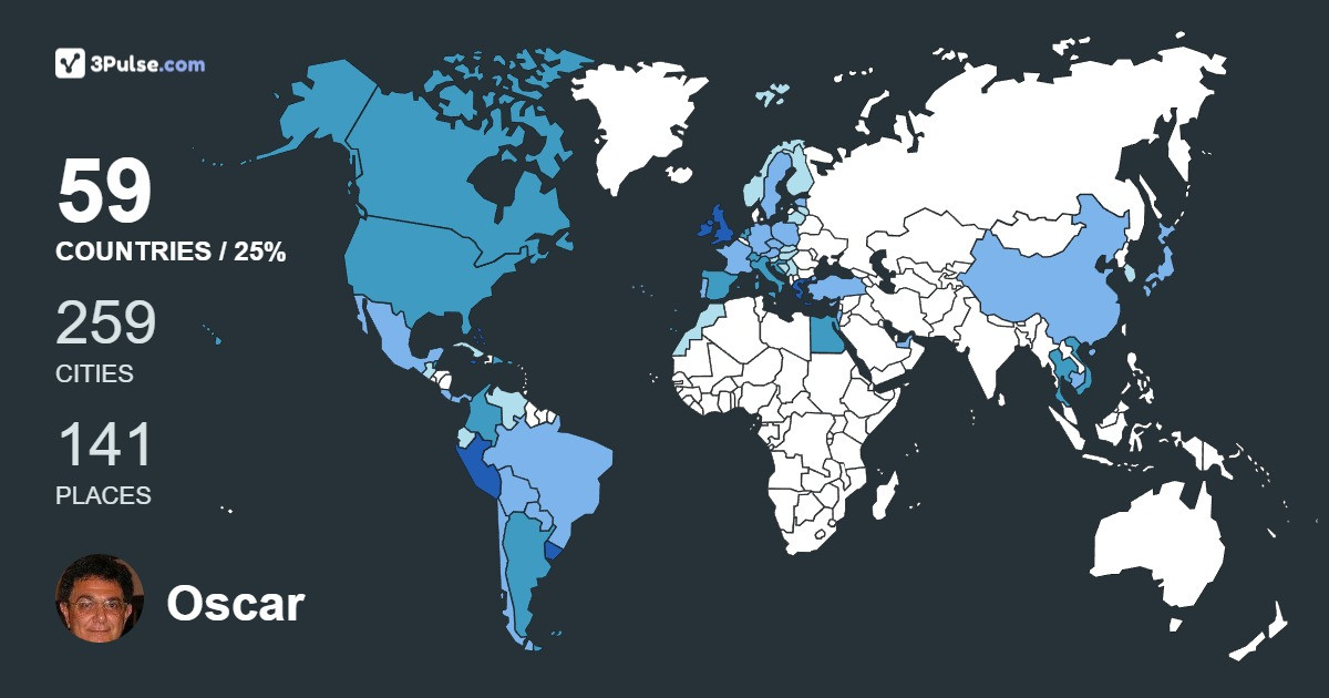 Oscar Iglesias's Travel Map Image