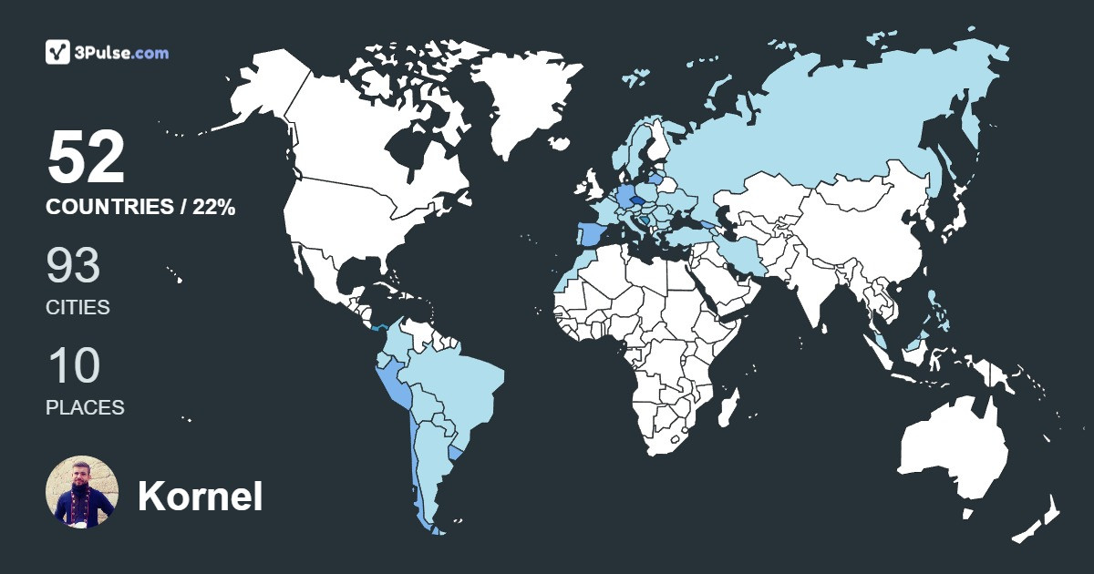 Kornel Drążkiewicz's Travel Map Image