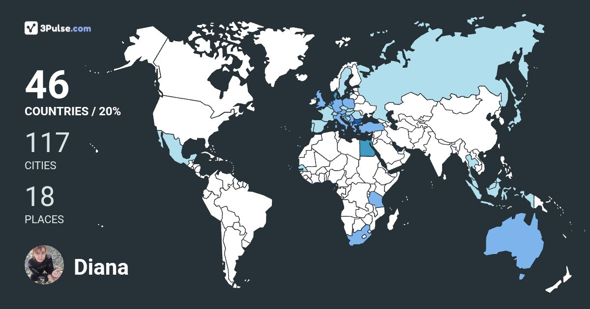 Diana Zlatanova's Travel Map Image
