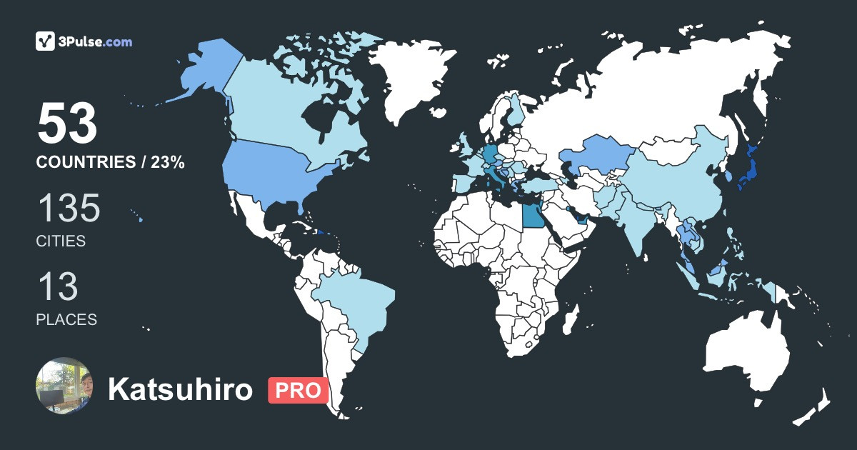Katsuhiro ASAGIRI's Travel Map Image