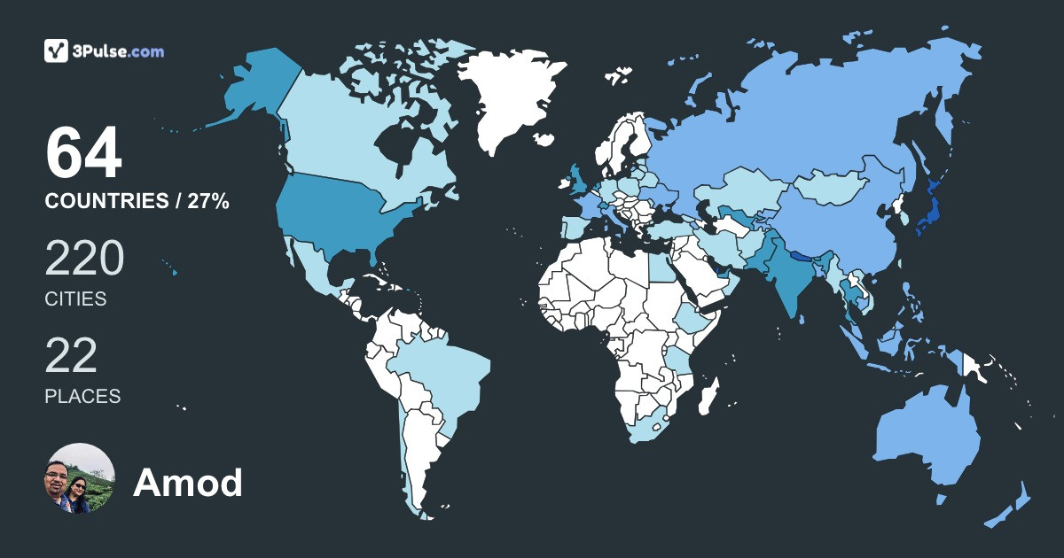 Amod Dixit's Travel Map Image
