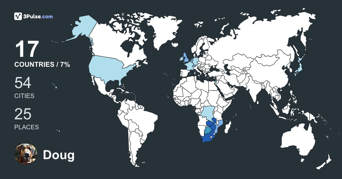 Doug McClymont's Travel Map Image