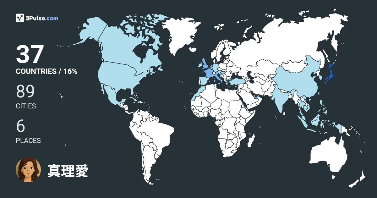 真理愛 中村's Travel Map Image