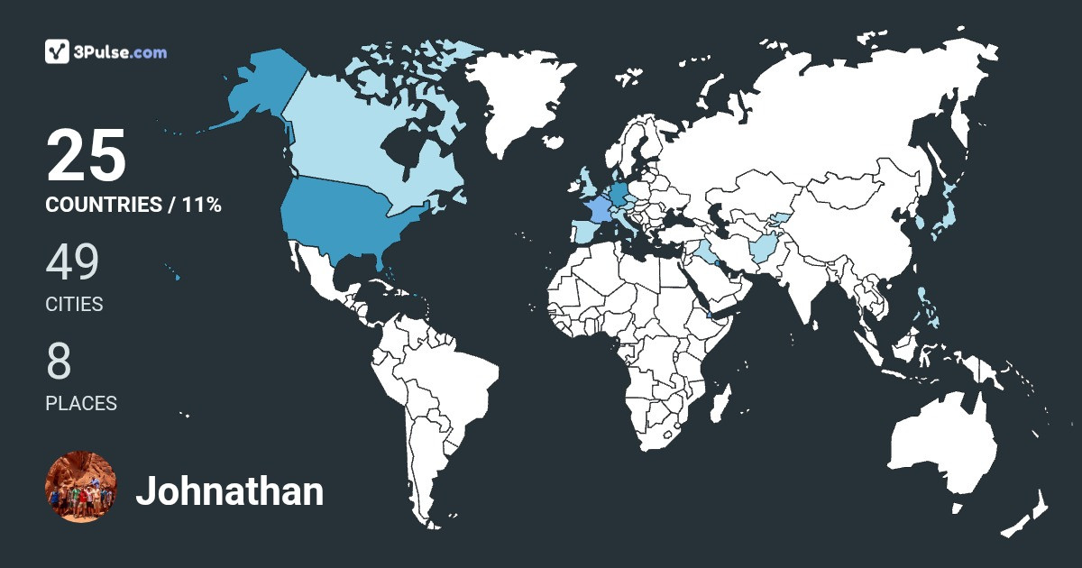Johnathan Taylor's Travel Map Image