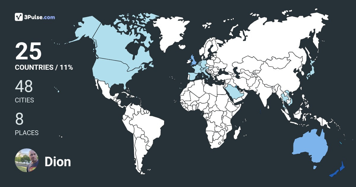 Dion Smith's Travel Map Image