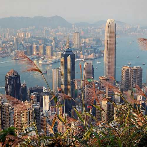 Вид на Гонконг с вершины пика Виктория.