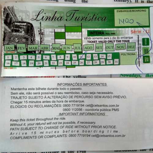 Tickets for tourist tram in Santos (Brazil)
