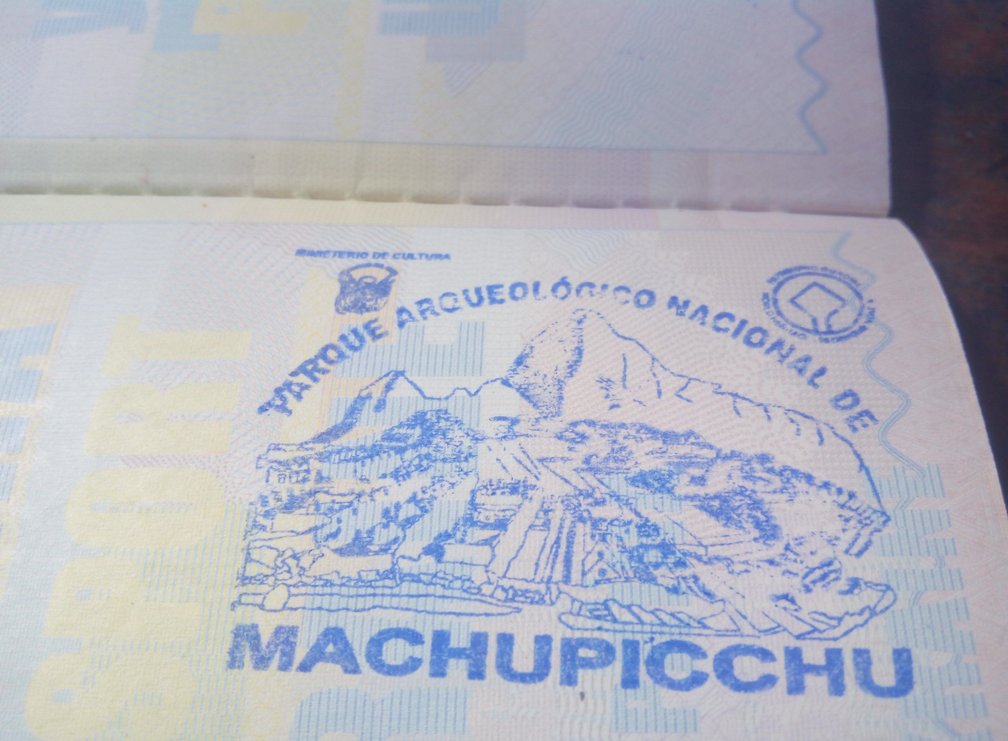 Special stamp confirming a visit to Machu Picchu (Peru)