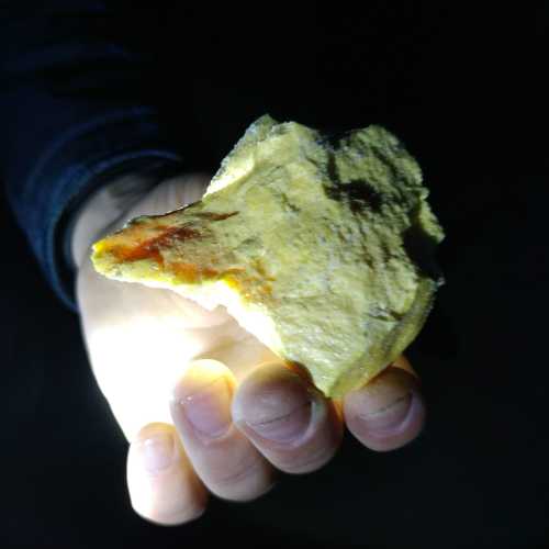 A piece of sulfur from the volcano Ijen (Java Island, Indonesia)
