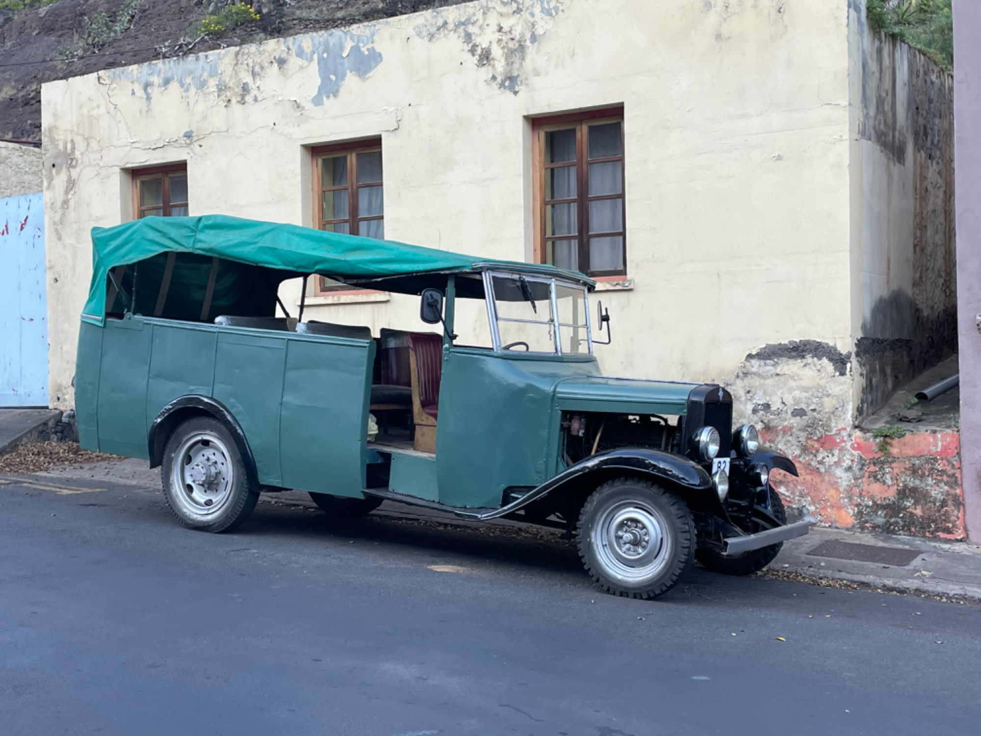 There are some vintage vehicles on the island 