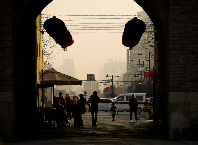 Looking out through the gate of Xi'an's city wall