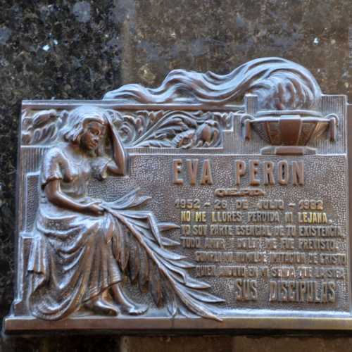 Plate on the grave of Evita Peron