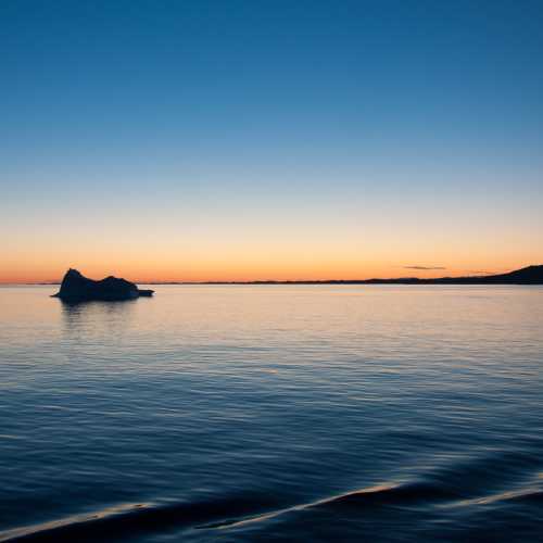 Bay in Qaqortoq after sun set