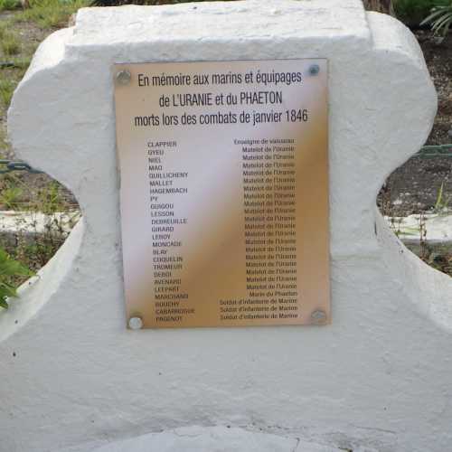 Monument to Uranie & Phaedon Sailors Killed in 1846