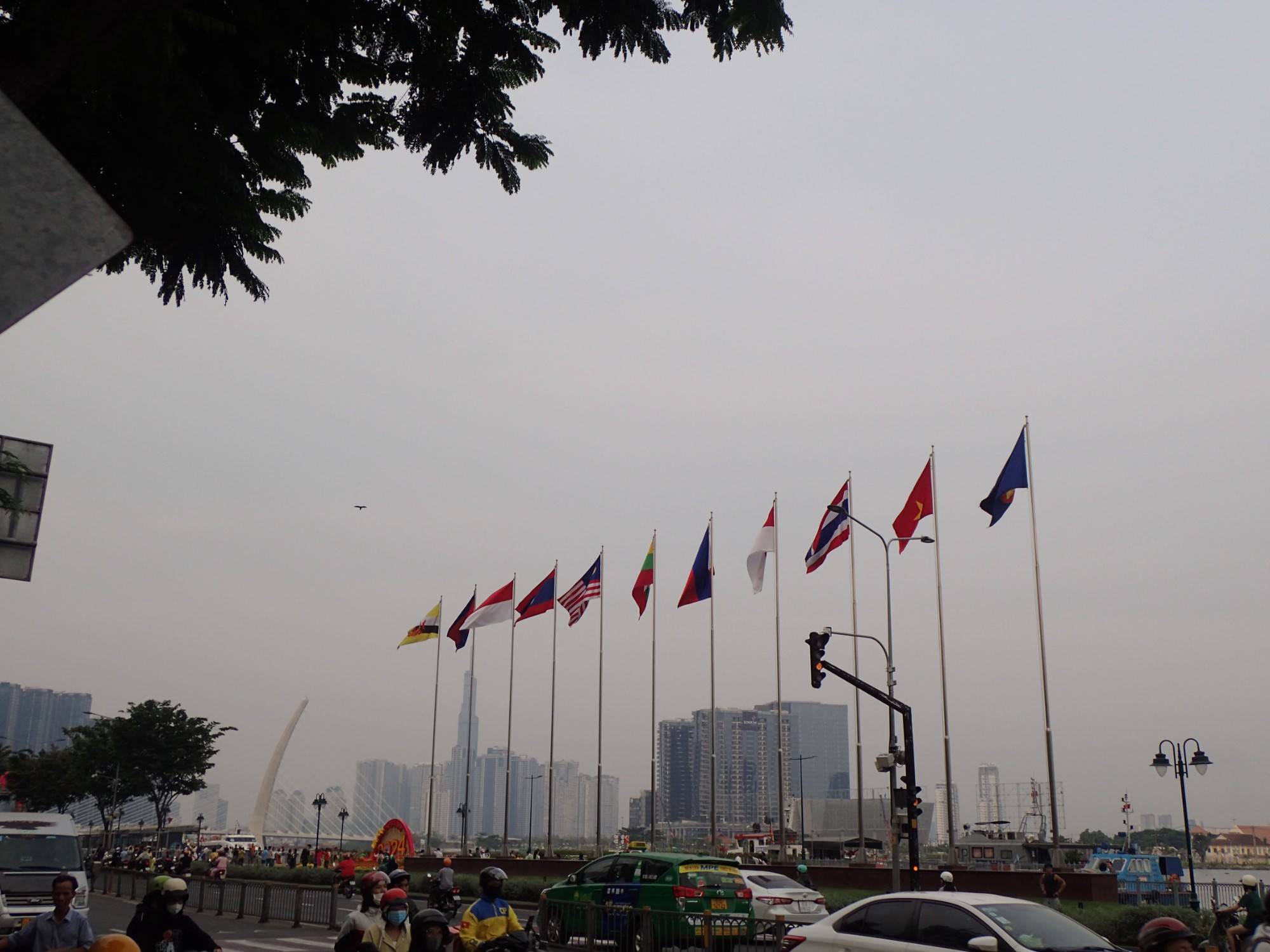 ASEAN Flag Poles Riverside, Vietnam