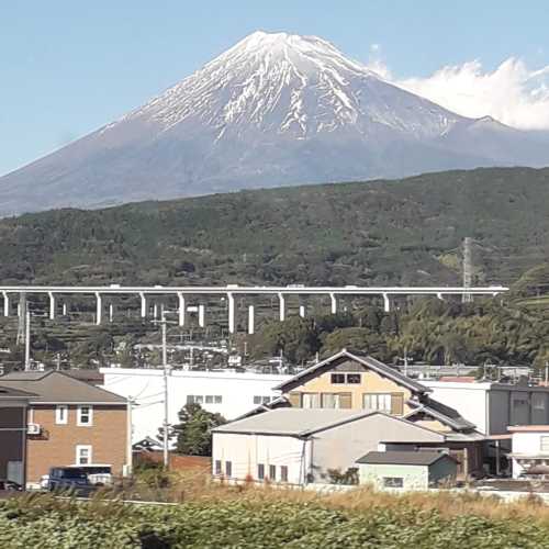 Passing Mount Fuji on the bullet train 