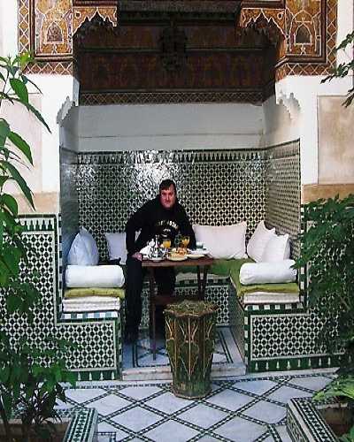 The garden courtyard of a Moroccan Riad, Marrakech 