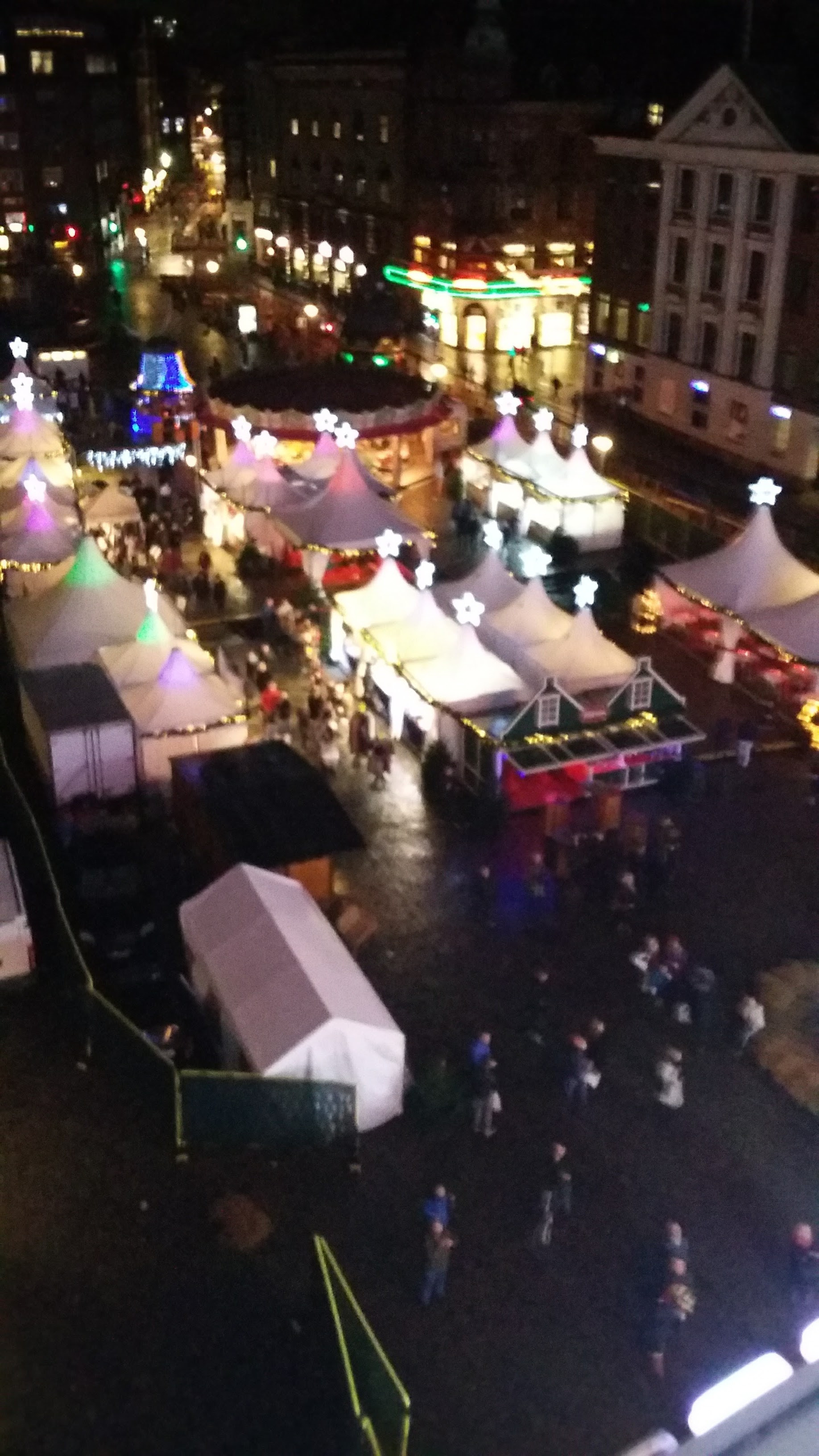 Looking down on the xmas markets from the top of the ferris wheel, Copenhagen 